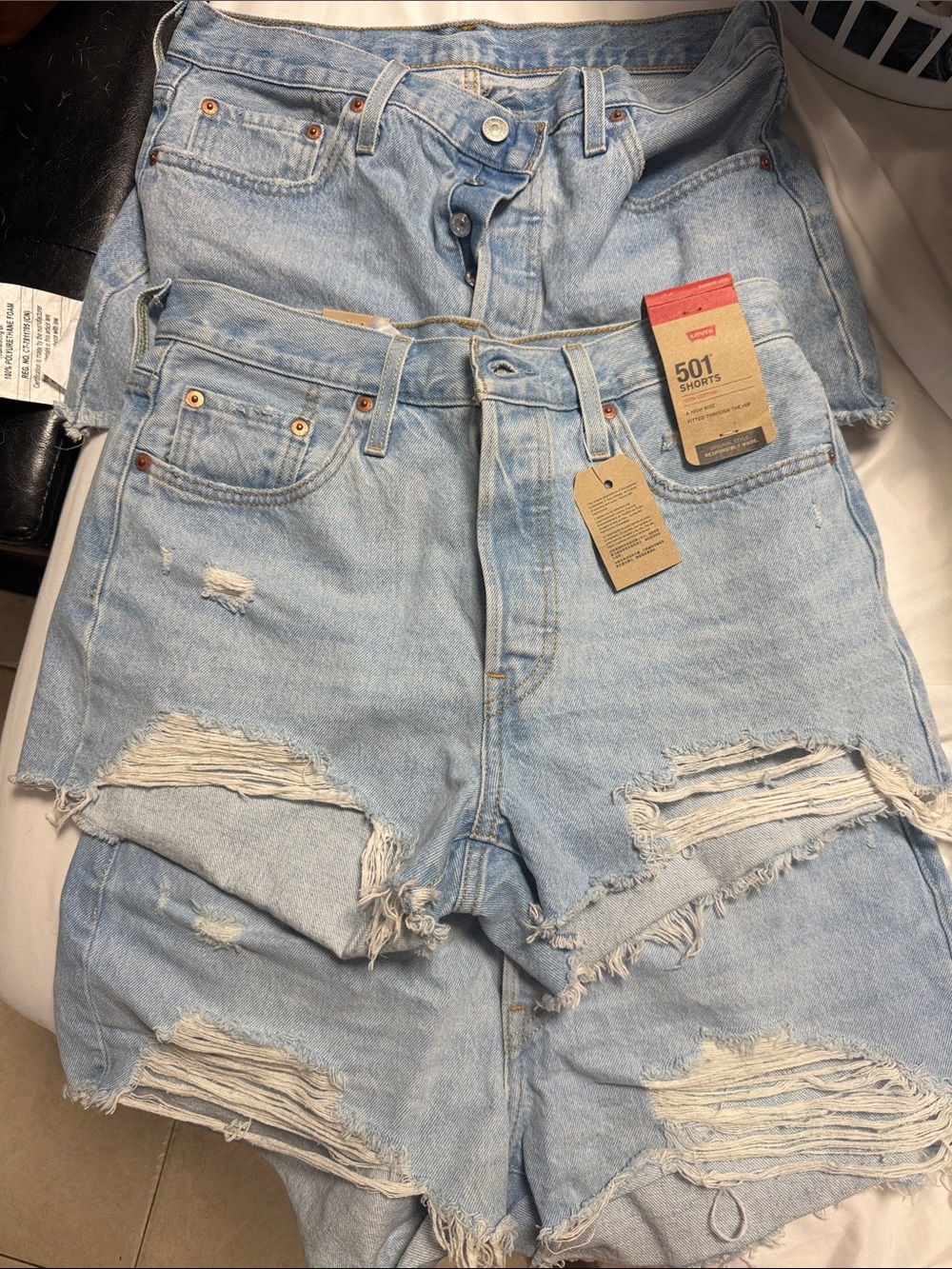 Levi's 501 Light Wash Distressed Jean Shorts